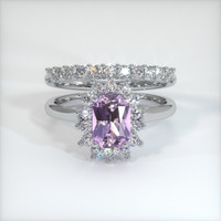 1.04 Ct. Pinkish Purple Sapphire Ring, 18K White Gold 1