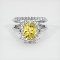 3.05 Ct. Yellow Sapphire Ring, 18K White Gold 1