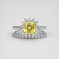 1.75 Ct. Yellow Sapphire Ring, 18K White Gold 1