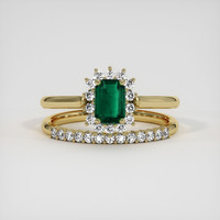 0.46 Ct. Emerald Ring, 18K Yellow Gold 1