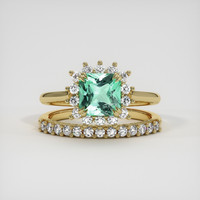 0.91 Ct. Emerald Ring, 18K Yellow Gold 1