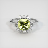 2.10 Ct. Yellowish Green Sapphire Ring, Platinum 950 1