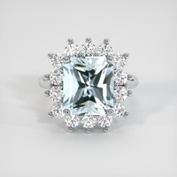 4.33 Ct. Blue Aquamarine Ring, 10K White Gold 1