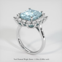 4.33 Ct. Blue Aquamarine Ring, 10K White Gold 2