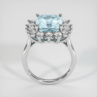 4.33 Ct. Blue Aquamarine Ring, 10K White Gold 3