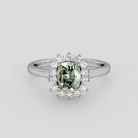 1.41 Ct. Bluish Green Sapphire Ring, 14K White Gold 1