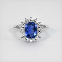 2.12 Ct. Blue Sapphire Ring, 14K White Gold 1