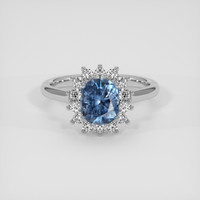1.53 Ct. Blue Sapphire Ring, 14K White Gold 1