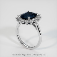 5.33 Ct. Blue Sapphire Ring, 14K White Gold 2