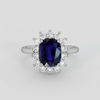 3.07 Ct. Blue Sapphire Ring, 14K White Gold 1