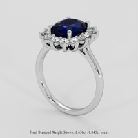 3.07 Ct. Blue Sapphire Ring, 14K White Gold 2