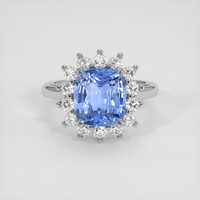 3.97 Ct. Blue Sapphire Ring, 14K White Gold 1