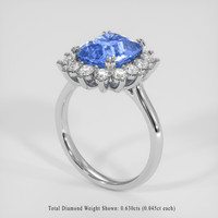 3.97 Ct. Blue Sapphire Ring, 14K White Gold 2