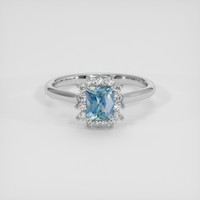1.11 Ct. Greenish Blue Sapphire Ring, 14K White Gold 1