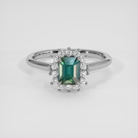 1.29 Ct. Bluish Green Sapphire Ring, 14K White Gold 1