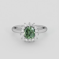 1.40 Ct. Green Sapphire Ring, 14K White Gold 1