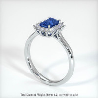 0.66 Ct. Sapphire Ring, 18K White Gold 2