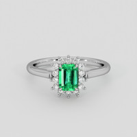 0.59 Ct. Emerald Ring, 18K White Gold 1
