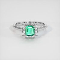 0.83 Ct. Emerald Ring, 18K White Gold 1