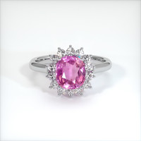 1.69 Ct. Pink Sapphire Ring, 18K White Gold 1