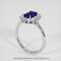 1.31 Ct. Blue Sapphire Ring, 18K White Gold 2