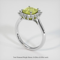 2.10 Ct. Yellowish Green Sapphire Ring, 18K White Gold 2