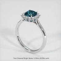 1.69 Ct. Greenish Blue Sapphire Ring, 18K White Gold 2