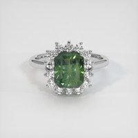 3.69 Ct. Green Sapphire Ring, 18K White Gold 1