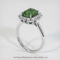 3.69 Ct. Green Sapphire Ring, 18K White Gold 2