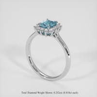 1.11 Ct. Greenish Blue Sapphire Ring, 18K White Gold 2