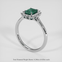 1.29 Ct. Bluish Green Sapphire Ring, 18K White Gold 2