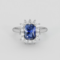 2.63 Ct. Blue Sapphire Ring, 18K White Gold 1