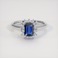 0.94 Ct. Blue Sapphire Ring, 18K White Gold 1