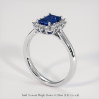 0.94 Ct. Blue Sapphire Ring, 18K White Gold 2