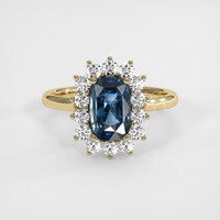 2.08 Ct. Blue Sapphire Ring, 14K Yellow Gold 1
