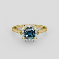 1.07 Ct. Bluish Green Sapphire Ring, 14K Yellow Gold 1