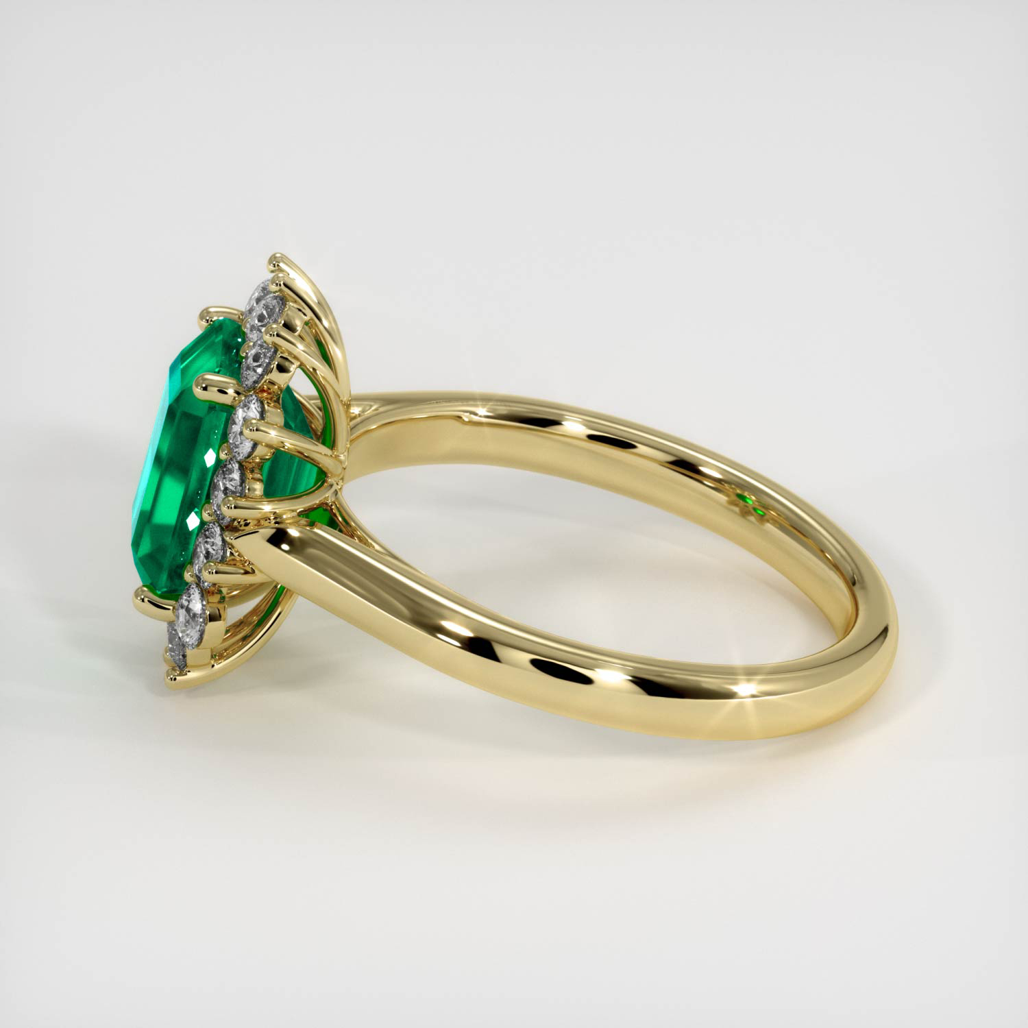 Halo Emerald Ring 1.91 Ct., 18K Yellow Gold