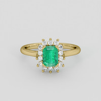 1.12 Ct. Emerald Ring, 18K Yellow Gold 1