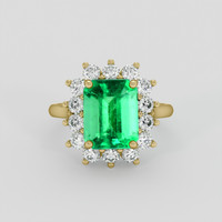 3.47 Ct. Emerald Ring, 18K Yellow Gold 1