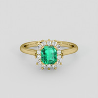 1.00 Ct. Emerald Ring, 18K Yellow Gold 1
