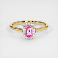 0.66 Ct. Pink Sapphire Ring, 18K Yellow Gold 1