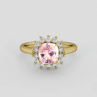 2.06 Ct. Padparadscha Sapphire Ring, 18K Yellow Gold 1