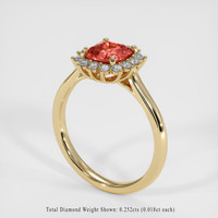 1.16 Ct. Padparadscha Sapphire Ring, 18K Yellow Gold 2