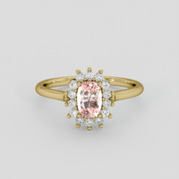 1.19 Ct. Peach Sapphire Ring, 18K Yellow Gold 1