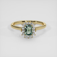 1.05 Ct. Bluish Green Sapphire Ring, 18K Yellow Gold 1