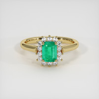 0.67 Ct. Emerald Ring, 18K Yellow Gold 1