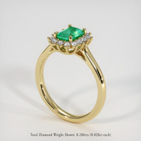 0.67 Ct. Emerald Ring, 18K Yellow Gold 2