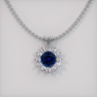1.44 Ct. Blue Sapphire Pendant, Platinum 950 1
