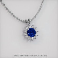 1.44 Ct. Blue Sapphire Pendant, Platinum 950 2