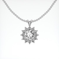 2.91 Ct. White Sapphire Pendant, Platinum 950 1